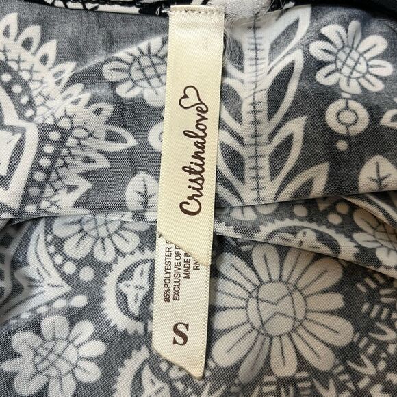 CristinaLove Boho Mandala Tunic Dress Black and White Size Small - Picture 4 of 6